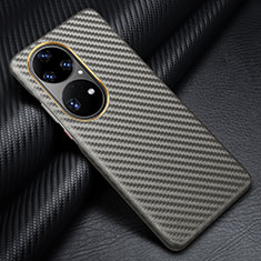 Coque Fibre de Carbone Housse Etui Luxe Serge pour Huawei P50 Gris