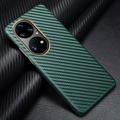 Coque Fibre de Carbone Housse Etui Luxe Serge pour Huawei P50 Vert