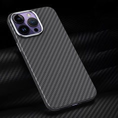 Coque Fibre de Carbone Housse Etui Luxe Serge T01 pour Apple iPhone 15 Pro Noir