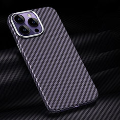 Coque Fibre de Carbone Housse Etui Luxe Serge T01 pour Apple iPhone 15 Pro Violet