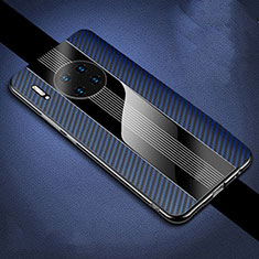 Coque Fibre de Carbone Housse Etui Luxe Serge T01 pour Huawei Mate 30 Pro Bleu