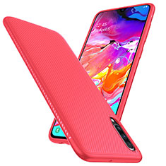 Coque Fibre de Carbone Housse Etui Luxe Serge T02 pour Samsung Galaxy A70S Rouge