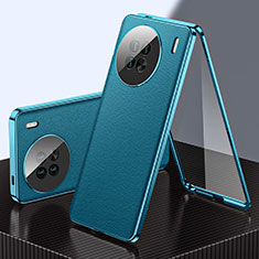 Coque Luxe Aluminum Metal et Cuir Housse Etui 360 Degres pour Vivo X90 Pro 5G Vert