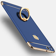 Coque Luxe Aluminum Metal et Support Bague Anneau pour Huawei P10 Lite Bleu