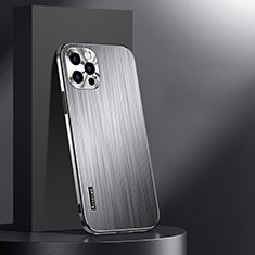 Coque Luxe Aluminum Metal Housse et Bumper Silicone Etui AT1 pour Apple iPhone 13 Pro Argent