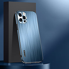 Coque Luxe Aluminum Metal Housse et Bumper Silicone Etui AT1 pour Apple iPhone 14 Pro Max Bleu
