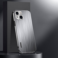 Coque Luxe Aluminum Metal Housse et Bumper Silicone Etui AT1 pour Apple iPhone 15 Argent