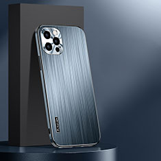 Coque Luxe Aluminum Metal Housse et Bumper Silicone Etui AT1 pour Apple iPhone 15 Pro Bleu Clair