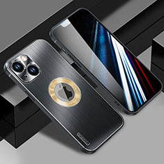 Coque Luxe Aluminum Metal Housse et Bumper Silicone Etui avec Mag-Safe Magnetic Magnetique JL1 pour Apple iPhone 13 Noir