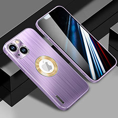 Coque Luxe Aluminum Metal Housse et Bumper Silicone Etui avec Mag-Safe Magnetic Magnetique JL1 pour Apple iPhone 14 Plus Violet