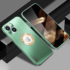 Coque Luxe Aluminum Metal Housse et Bumper Silicone Etui avec Mag-Safe Magnetic Magnetique JL1 pour Apple iPhone 15 Plus Vert