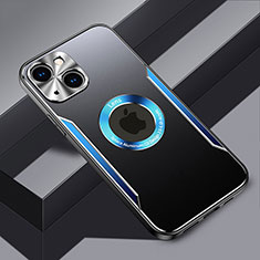 Coque Luxe Aluminum Metal Housse et Bumper Silicone Etui avec Mag-Safe Magnetic Magnetique JL3 pour Apple iPhone 15 Bleu