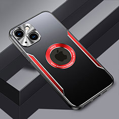 Coque Luxe Aluminum Metal Housse et Bumper Silicone Etui avec Mag-Safe Magnetic Magnetique JL3 pour Apple iPhone 15 Plus Rouge