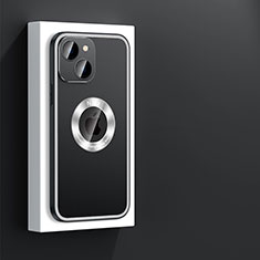Coque Luxe Aluminum Metal Housse et Bumper Silicone Etui avec Mag-Safe Magnetic Magnetique JL4 pour Apple iPhone 13 Noir