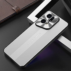 Coque Luxe Aluminum Metal Housse et Bumper Silicone Etui J01 pour Oppo Find X5 Pro 5G Argent