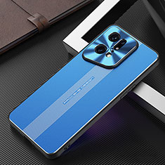 Coque Luxe Aluminum Metal Housse et Bumper Silicone Etui J01 pour Oppo Find X5 Pro 5G Bleu