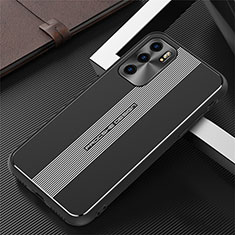 Coque Luxe Aluminum Metal Housse et Bumper Silicone Etui J02 pour Oppo Reno6 Pro 5G India Noir