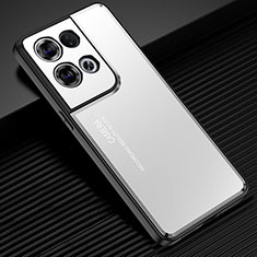 Coque Luxe Aluminum Metal Housse et Bumper Silicone Etui J02 pour Oppo Reno8 5G Argent