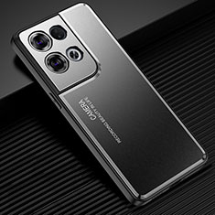 Coque Luxe Aluminum Metal Housse et Bumper Silicone Etui J02 pour Oppo Reno8 5G Noir