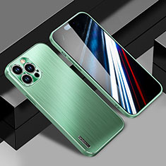 Coque Luxe Aluminum Metal Housse et Bumper Silicone Etui JL1 pour Apple iPhone 14 Pro Vert