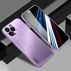 Coque Luxe Aluminum Metal Housse et Bumper Silicone Etui JL1 pour Apple iPhone 14 Pro Violet