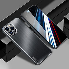 Coque Luxe Aluminum Metal Housse et Bumper Silicone Etui JL1 pour Apple iPhone 15 Pro Max Noir