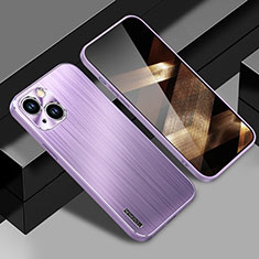 Coque Luxe Aluminum Metal Housse et Bumper Silicone Etui JL1 pour Apple iPhone 15 Violet