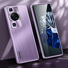 Coque Luxe Aluminum Metal Housse et Bumper Silicone Etui JL1 pour Huawei P60 Pro Violet