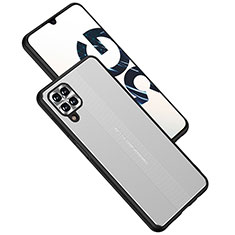 Coque Luxe Aluminum Metal Housse et Bumper Silicone Etui JL1 pour Samsung Galaxy A12 Nacho Argent