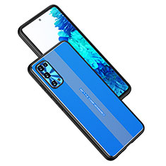 Coque Luxe Aluminum Metal Housse et Bumper Silicone Etui JL1 pour Samsung Galaxy S20 5G Bleu