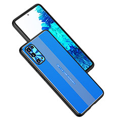 Coque Luxe Aluminum Metal Housse et Bumper Silicone Etui JL1 pour Samsung Galaxy S20 Plus 5G Bleu