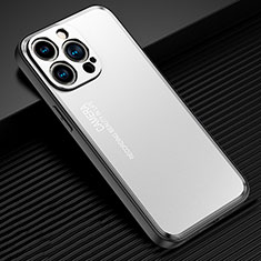 Coque Luxe Aluminum Metal Housse et Bumper Silicone Etui JL2 pour Apple iPhone 13 Pro Max Argent