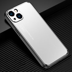 Coque Luxe Aluminum Metal Housse et Bumper Silicone Etui JL2 pour Apple iPhone 14 Argent