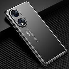 Coque Luxe Aluminum Metal Housse et Bumper Silicone Etui JL2 pour Huawei Honor 70 5G Noir