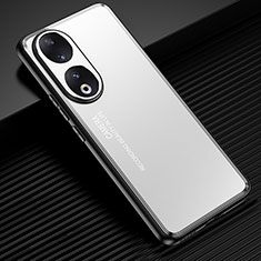 Coque Luxe Aluminum Metal Housse et Bumper Silicone Etui JL2 pour Huawei Honor 90 5G Argent