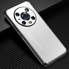 Coque Luxe Aluminum Metal Housse et Bumper Silicone Etui JL2 pour Huawei Honor Magic4 Pro 5G Argent