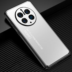 Coque Luxe Aluminum Metal Housse et Bumper Silicone Etui JL2 pour Huawei Mate 50 Pro Argent