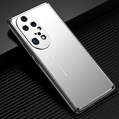 Coque Luxe Aluminum Metal Housse et Bumper Silicone Etui JL2 pour Huawei P50 Pro Argent