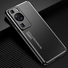 Coque Luxe Aluminum Metal Housse et Bumper Silicone Etui JL2 pour Huawei P60 Noir