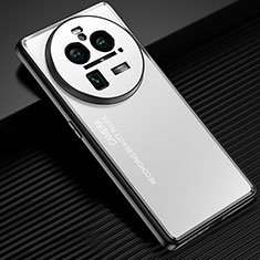 Coque Luxe Aluminum Metal Housse et Bumper Silicone Etui JL2 pour Oppo Find X6 5G Argent