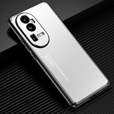 Coque Luxe Aluminum Metal Housse et Bumper Silicone Etui JL2 pour Oppo Reno10 Pro+ Plus 5G Argent