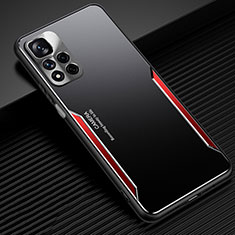 Coque Luxe Aluminum Metal Housse et Bumper Silicone Etui JL2 pour Xiaomi Mi 11i 5G (2022) Rouge