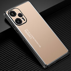 Coque Luxe Aluminum Metal Housse et Bumper Silicone Etui JL2 pour Xiaomi Poco F5 5G Or