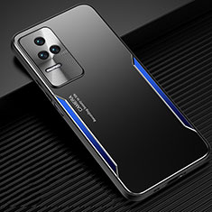 Coque Luxe Aluminum Metal Housse et Bumper Silicone Etui JL2 pour Xiaomi Redmi K50 Pro 5G Bleu