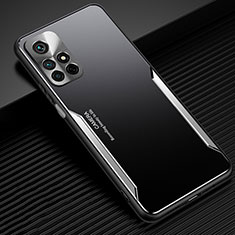 Coque Luxe Aluminum Metal Housse et Bumper Silicone Etui JL2 pour Xiaomi Redmi Note 11S 5G Argent