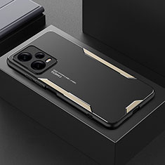 Coque Luxe Aluminum Metal Housse et Bumper Silicone Etui JL2 pour Xiaomi Redmi Note 12 Pro+ Plus 5G Or