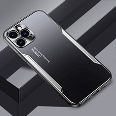 Coque Luxe Aluminum Metal Housse et Bumper Silicone Etui JL3 pour Apple iPhone 15 Pro Argent