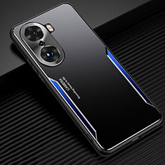 Coque Luxe Aluminum Metal Housse et Bumper Silicone Etui JL3 pour Huawei Honor 60 Pro 5G Bleu