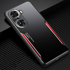 Coque Luxe Aluminum Metal Housse et Bumper Silicone Etui JL3 pour Huawei Honor 60 Pro 5G Rouge