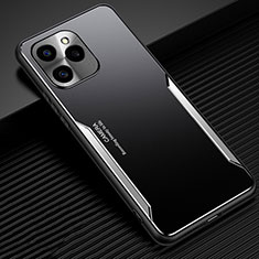 Coque Luxe Aluminum Metal Housse et Bumper Silicone Etui JL3 pour Huawei Honor 60 SE 5G Argent